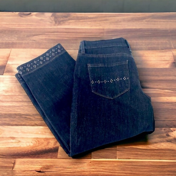 NYDJ | Ariel Dark Wash Studded Crop Denim Jeans, Women’s Size 4 - Picture 4 of 7